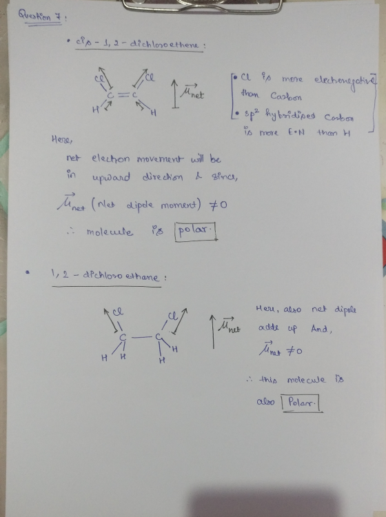 Question : cip 1, 2 - dichloroethene: Ice elechonegative 1 the Mnet To ce is more thon Carbon L. 8p2 hybridiped Carbon E•N 10