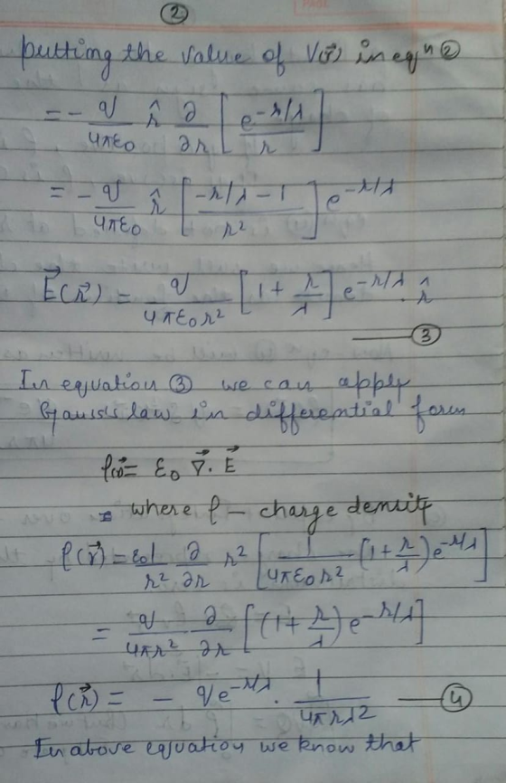ueting the walue ol Vaegn -A Члео Ar ЧТЕОЛ Ln eqwation Gtauisl law ia we cau appir differemtist four where fchaye denit A2 En