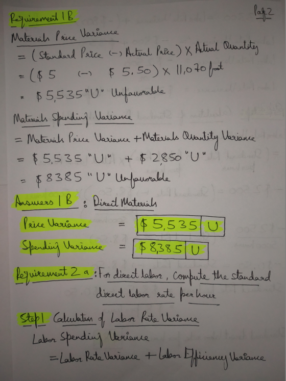 (-) N Requirement IB Page ? Materials Price Variance (Standard Price (-) Actual Price ) X Actual Quantity ($5 $5.50) x 11,070