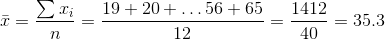 - Στη 19 + 20 +... 56 + 65 1412 , = 35.3 12 40