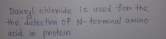 Dansyl ehlonide is used for the the detection op N-terminal amino acid in protein . e