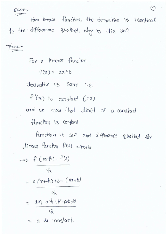 6riven: Foo rc funcon, the devakie is identical o the diffa siente quoken. uhy is is So? For a linefanchon f(x) atb deuvave i