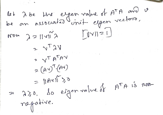 let a be be unit eegen mon 2 2 the eigen value of ATA and a associated init vectors, 12llvin [orial qt av VT ATAN z (Av). (A