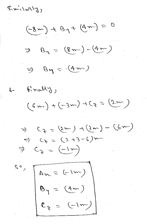 Similarly, (-8m) + By + (4m) = 0 By = ( 8-) - (^.^) By = (4m) P finally, (5m) + (-34-) +(?= (2-) - (4-3) + 3) - (6r-) (273-6)