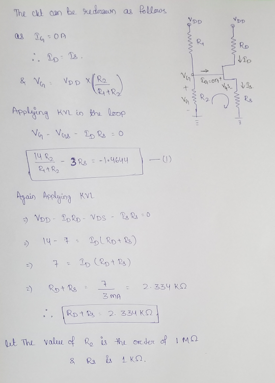 The ckt can be redrawn as follows IDD VOD as IG= OA R Ro Po = Is. I did 0 Na & VG VDD X R Peront Vas Is. t RitR2 va Ra RS mm