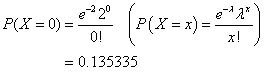 P(X = 0) = e-22 e-יגג 지 = 0, 135335