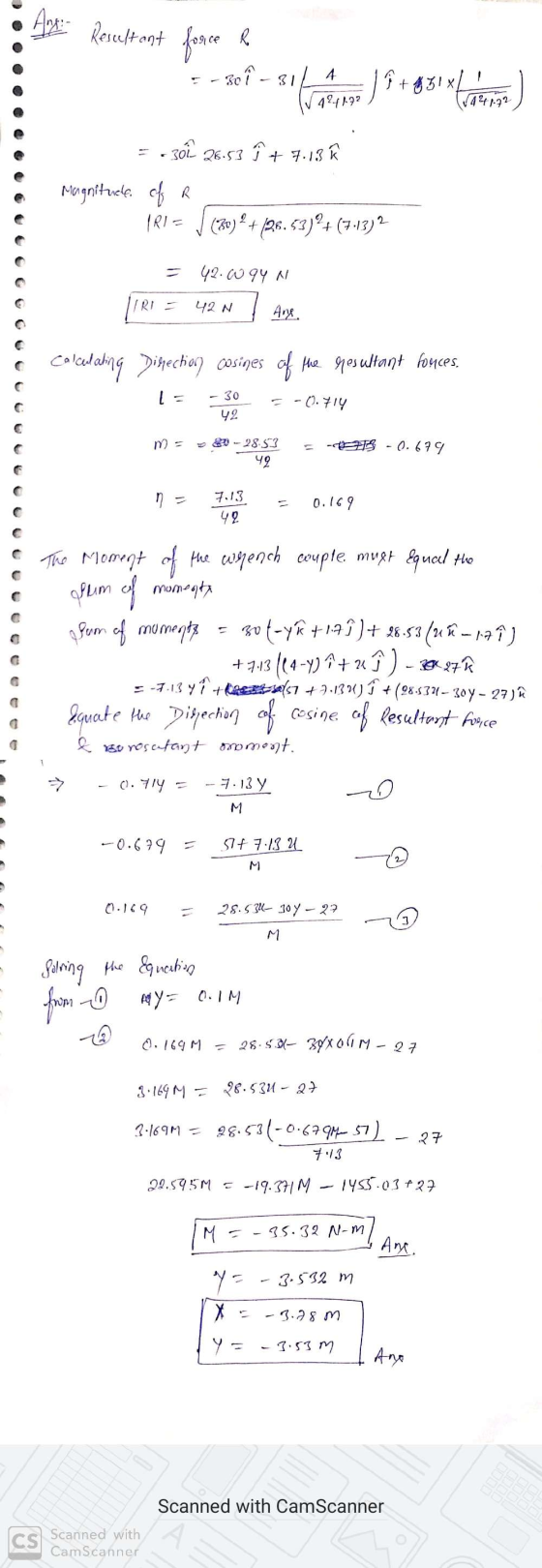 Ang Resultant force e - 30 i 31/ 4 (4241.72 +431x 144172 301 26.53 î+ 7.13 À Magnitucle of R IRIS 2 (30) + (26.53)2+(7:13) 42