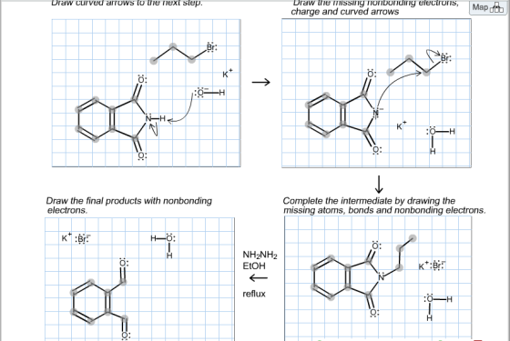Draw curved arrows to the next step. Draw the mis
