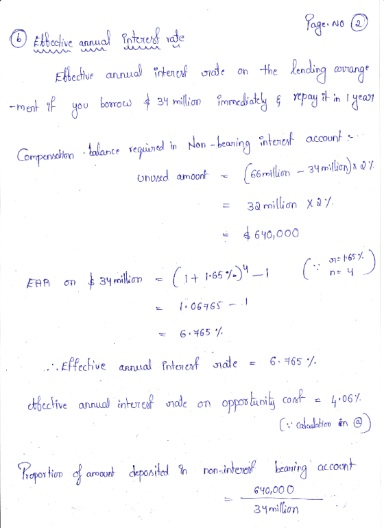 theofice anual interest rate Page No ③ Effective annual interest vrate on the lending arrange -ment of you boorow $ 34 millio