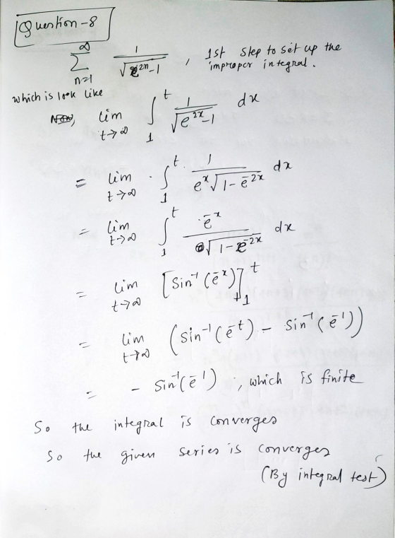 iguer uestion - 8 Z 1 1st step to set up the impropor integral. gan - I nal which is look like t du Non cim Je 2x t W 1 t -