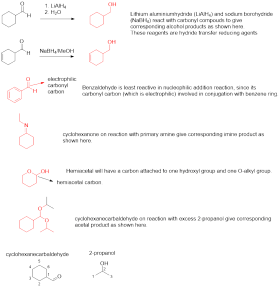 OH 1. LiAlH4 2. H2O Lithium aluminiumhydride (LIAIH4) and sodium borohydride (NaBH4) react with carbonyl compouds to give cor