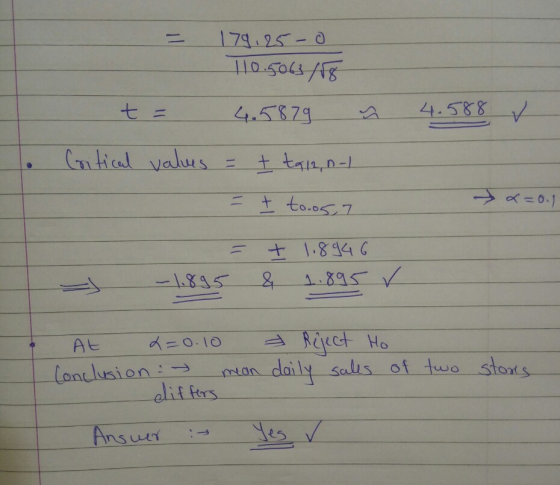 179.25-0 110.5063/18 t= 4.5879 4.580 V to Critical values = = + tq12,0-) I toros ? -> a=0.1 = - - 1895 + 1.8946 & 1.895 v sto