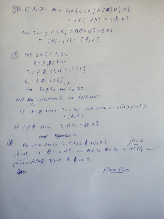 (11) If A=X, then I = docx 1 x Cozu{0} = & XZ 4303 = 40, x? and Tacz osxlxno=0302x? = 46303 X3 = § 6,}. (1) let x=21,2,37. A=