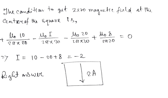 The condition to get 2e2o magnetic field at the Center of the square to llo lo М. Г Мо го Mo 3 t 1 2 хар Lйхо 2020 ахер) г) I