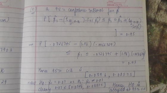 DELTA a 95% confidence intiemal PL 8 1 - (to n-R) Selp) = p. 58, + then) Set 6) J = 0.95 7903 P[ .0726795 - (1.96) 1 : 006672