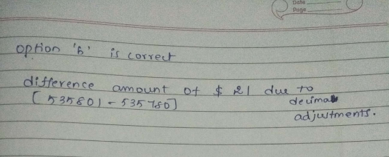 Date Page opfion is correct ditference C35801-535 160 amount 0t 21due to deuuma adjutments