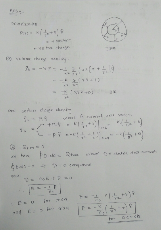 Anson Polar zarton Plo) = K ( 7 2 2 + 8) 8 K = constant * No face charge figure @ volume charge density. Po=-D.P = / 2 (820 +