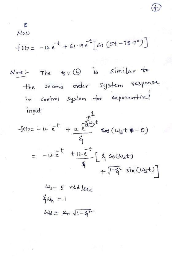 Now - 12 e61 T (5t-78-70) 19 e simi lar to Note The Oyder System esponse Second the Cortrol System tor exponential in input 1