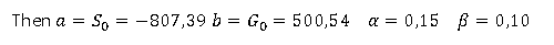 Then a So_-807,39 b G,-500,54 α-0,15 β-0,10