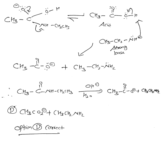 . - CH3-C -NH-CH₂ CH3 Acid CH3-CH₂ - Äné Strong 1. base ono - Ch₂-2-go + Cha-Chy- H2 : Che-Ermenet tem com les com Ø CH3cO®4