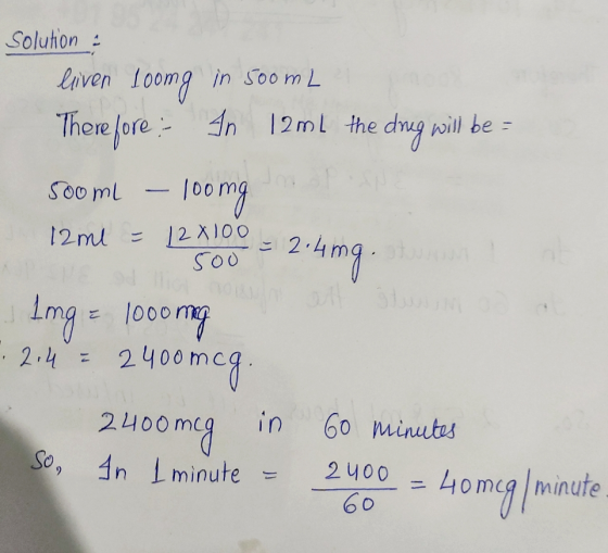 Solution : liven loong in 500 mL Therefore : In 12ml the dog will be 500m - 100mg 12ml = 12x100.. 4mg. soo ling= 1000mg -2.4