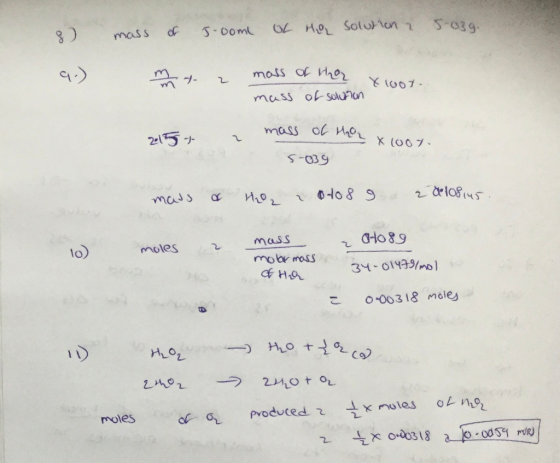 8) mass of J-oom of the solution 2 5-039. 9.) mt 2 mass of the Xloot. mass of solution 215- 2 mass of Ho mass of Har x10ot. 5