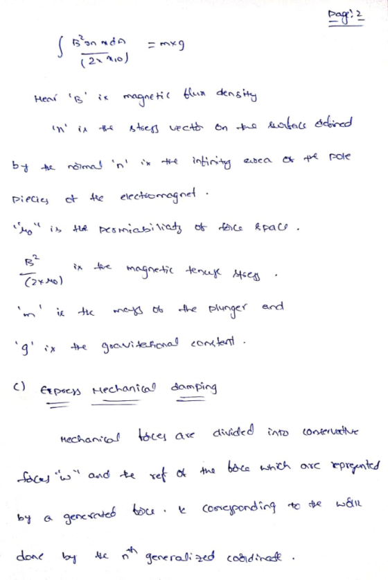 2 c) Expscy Hechanic0 da mping us 、 And becdebL Co*