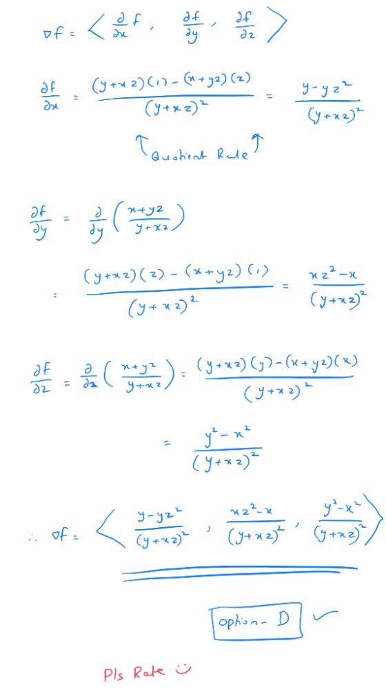 of a certa of 2 - 2 > df ди (ytu 2)(1)-(*+ y2) (2) (y+xz)? Taustient Rule yoyz? (y+x2)² af nxyz di Croatia Y+x2 (y+uz)( 2) -
