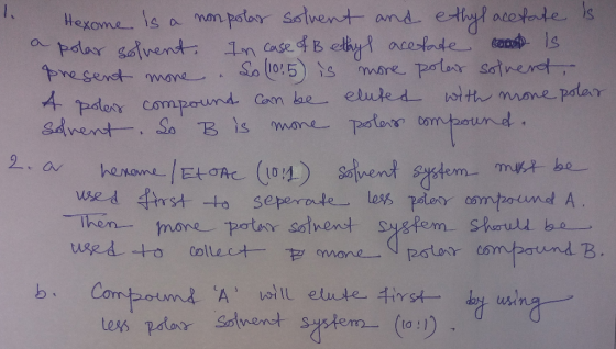Herome is a non polar solvent and ethyl acetate is a polar solvent. In case of Bethyl acetate cod is. present more . So (1015