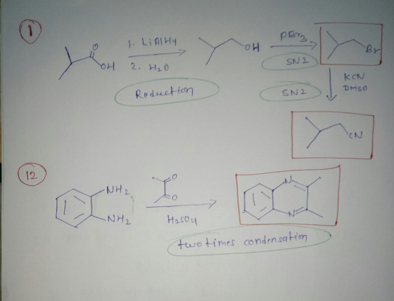 pero, 1. LiAlHY OH By SN 2 OH 2. H₂O KON DMSO C Reduction SNA CN -NH, NH Hasou two times condensation
