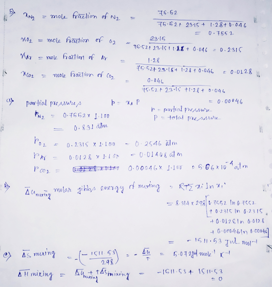 by 75.52 Ang = mole fraction of N2 = 75.52f 23:15 + 1-28+0.046 = 0·7552 NO2 = mole fraction of o2 = 23.15 76-52723.151.11% +