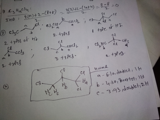 Hoc Hycly: THD: 21n)+2-CP+r) - 2(3)+2-(4+4)=8-820 ② cc ad ach Hel; antaa 2 types of his 2 types b I type of its al ca Ichchy