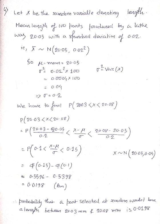 Let K be the cmdom vestialle d en atie wcל 2005 with a 8|anclard den ahen 얼 0.02 ić, ~ N (20.05, 0.02 2 2 We l cure to .ncl