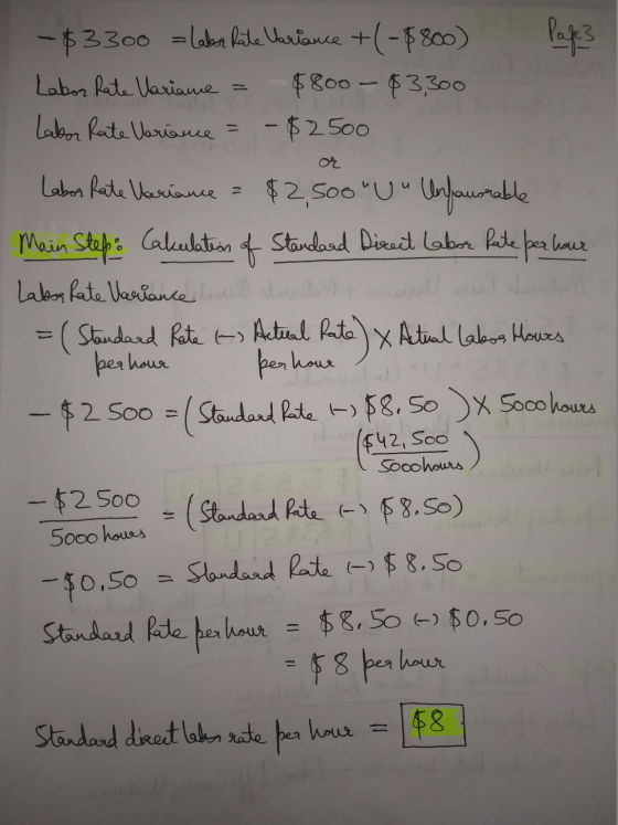 Pake? or - $3300 = labor Pate Variance +(-$800) Labor Rate Variame $800 - $3,300 Labor Rate Variance - $2500 Labor Rate Varia