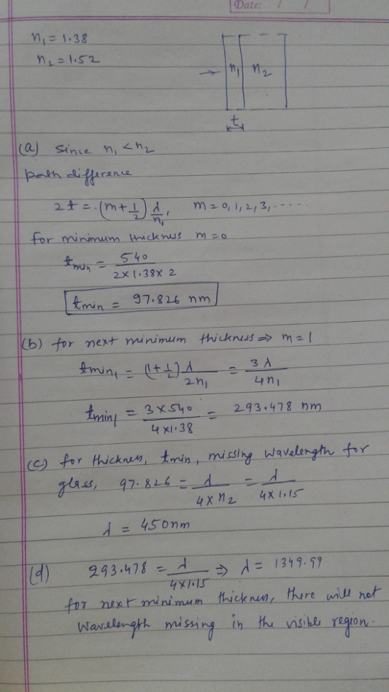 Date Il 七 for tmn 7.826 mm b) tor ment minimum thickness → mat 2 n 293.478 nm in 4 x1 38 45 onm en 213-478 ぅλ=1319.7 --卬灯可5 W