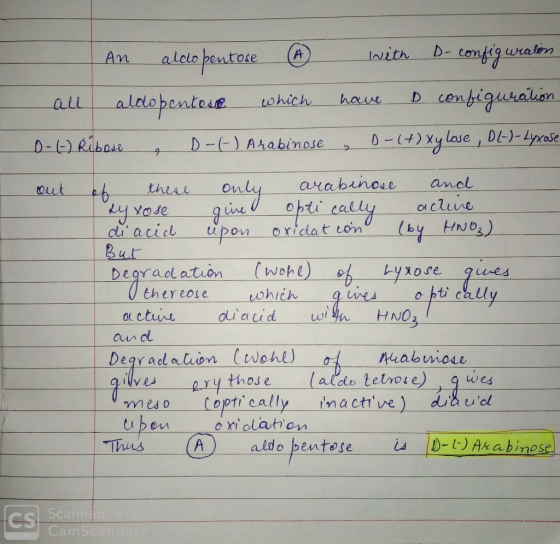 An alco pentose @ aldopentase which with have D-config weaton configuration all 10- (-) Ribose & D-(-) Arabinose y D-(+) Xy l