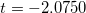 \small t = -2.0750