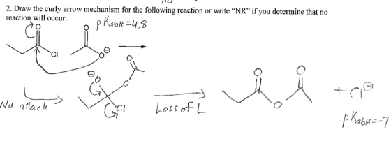 2. Draw the curly arrow mechanism for the following reaction or write NR if you determine that no reaction will occur Ci CI