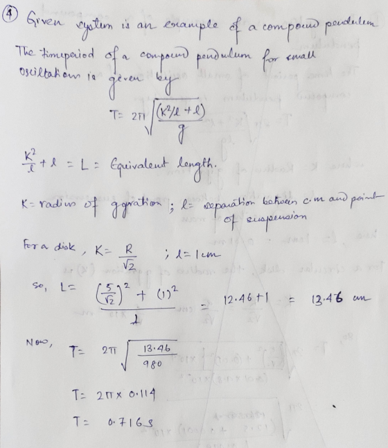 & Given system is an example of a compound pend The timperiod of a compound pendulum for small osciltations in geven by , Р