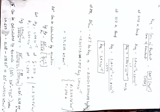Kea Conc of Phoduct Cene of Reactant CHBAJ at 248 K temp Ker ker T.44 mol /L at 317 k temb -2 1.4X10 4xl0 ker 099 kar 19x10-S