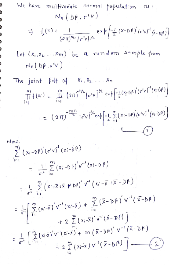 hle han mulvariak nomal poputaona Let (x .Xm) bc e random amplu fom ·The Joint þdt 여 xi, x2, X, กา Nero. rm に! 1-1