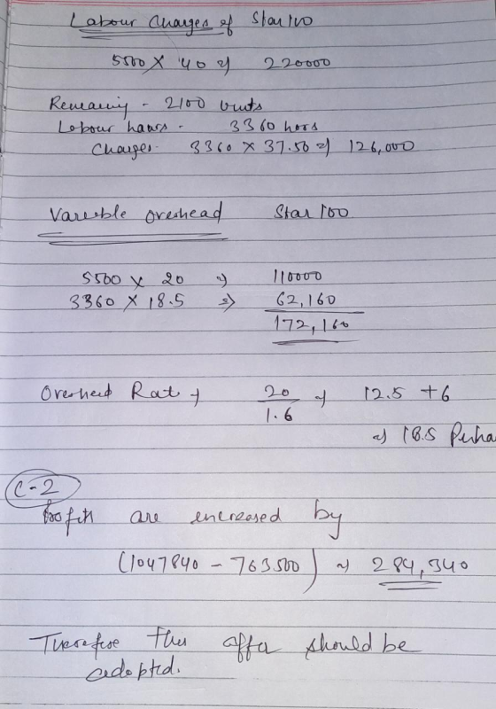 Labour Changes of sto X 40 y startiro 220000 Reneang - 2100 buts Lebour haurs - 3300 hors Charge 3360 x 37.562 126,000 Varebl
