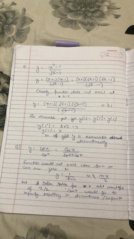 classmate Date Page 2 त y = Jarl y = (1+1)(n-1) = (x+1) (J7 + 1) (5x-1) (n-1) Clearly, function does not exist at y (n+1)(x +