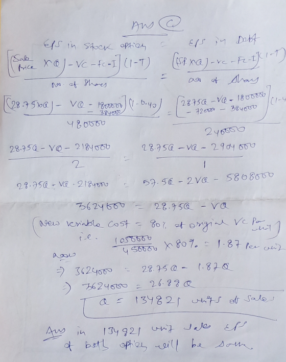 Sale bolo [ T Aus @ els in stock opties & Els in Debt Price xo)-VC - FC = 1) (St.xa)-rc-F-JC 1-7) No. of Shares ao at Shay (2