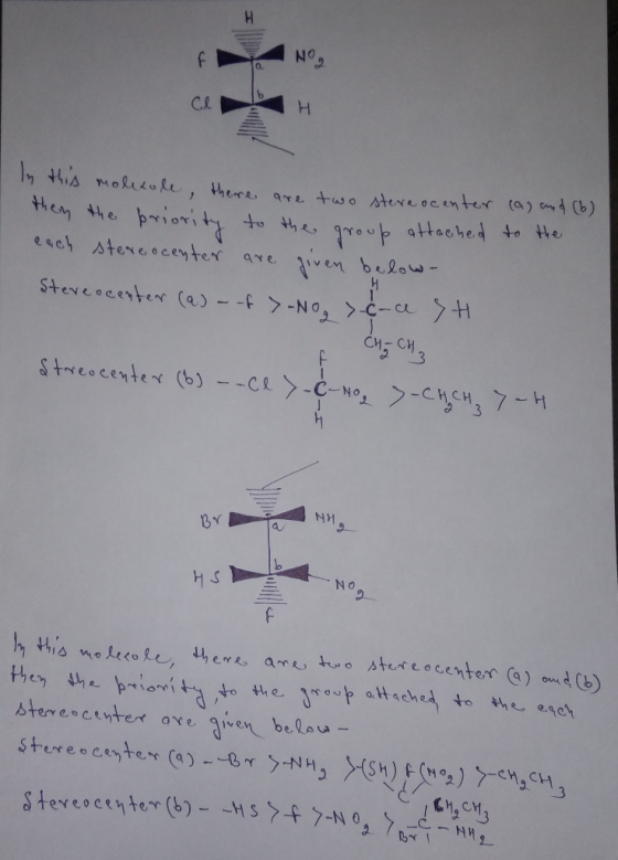 Cl I In this molecole, there are two stare ocenter (a) and (b). then the priority to the group attached to the each stereocen