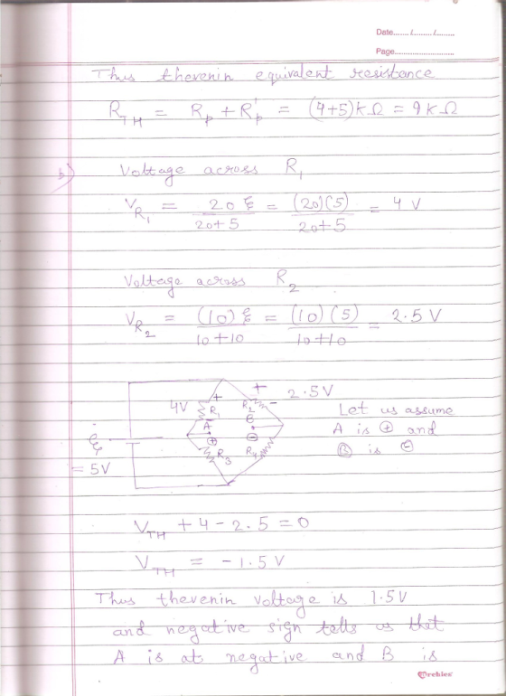 Date... Page 20t 5 Valtese a ecss ヤ2.5V et aussume 5 V :5 V Thes thevenin Valto 1 5 an d ma c ve cen Drehies