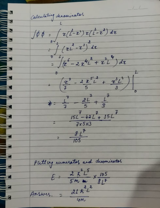 ing denominator 160 = /2(2-2) & (2-2²) de 9 L L 5 7x5x3 105 putting numerator and denominator un nato swes - 21 h um