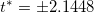 \small t^* = \pm 2.1448