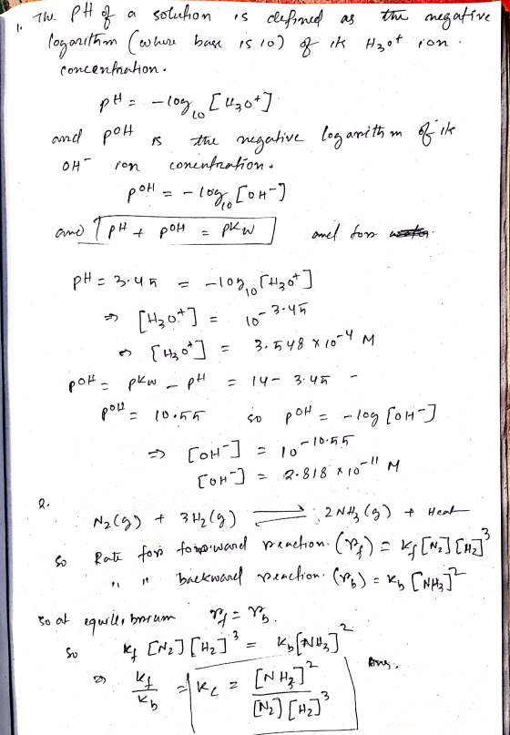 2. SARRE R 11. The et The pH of a solution . is defined as the negative logarithm (where base is io) of ik Hoot ion. concentr