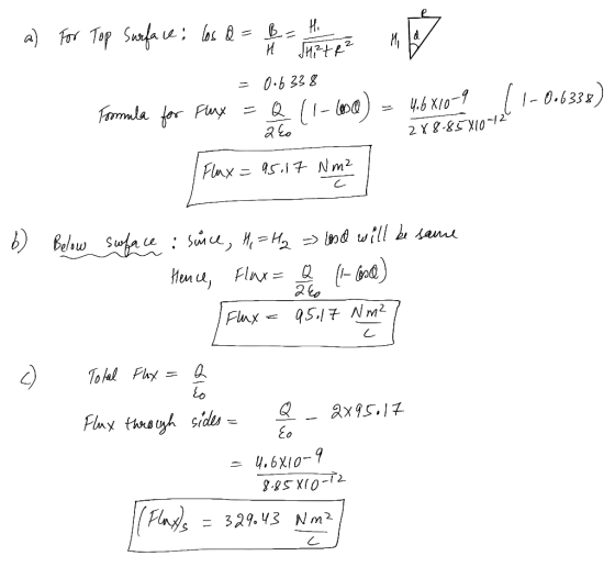 . a) For Top Surface; losa = B = Hi H TH2R² = 0.6338 Formula for Flury = Q 11-600) = 4.6 X10-9 11-0.6338) 1 Flux = 95.17 Nm²
